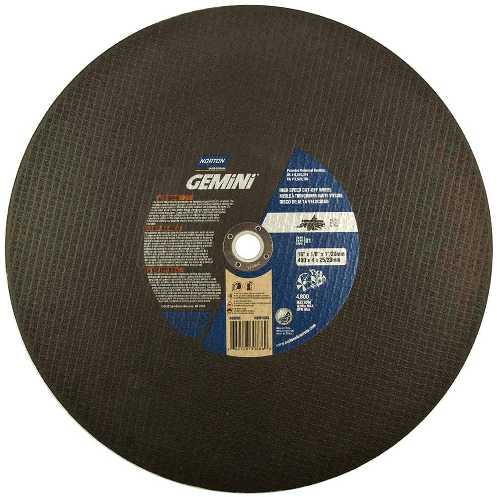 Norton - 16 x 1/8, 1" Hole 24 Grit Aluminum Oxide Cutoff Wheel - Caliber Tooling