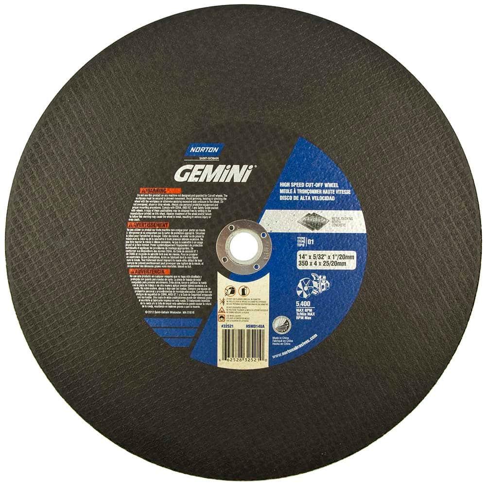 Norton - 14 x 5/32, 1" Hole 24 Grit Aluminum Oxide Cutoff Wheel - Caliber Tooling