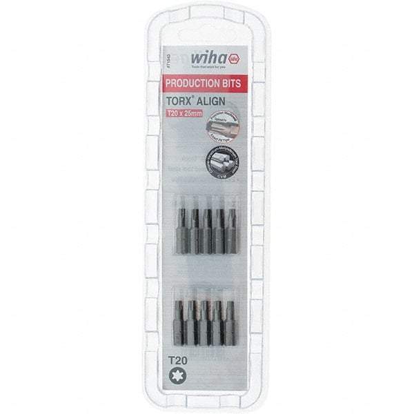 Wiha - 1/4" Drive T20 Torx Screwdriver Bit - 1" OAL, Insert Bit - Caliber Tooling