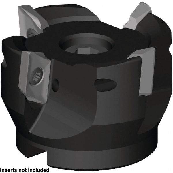 Kennametal - 3 Inserts, 3" Cut Diam, 1" Arbor Diam, 16mm Max Depth of Cut, Indexable Square-Shoulder Face Mill - 0° Lead Angle, 2" High, ZDET 16M5..721 Insert Compatibility, Through Coolant, Series 5720VZ16 - Caliber Tooling