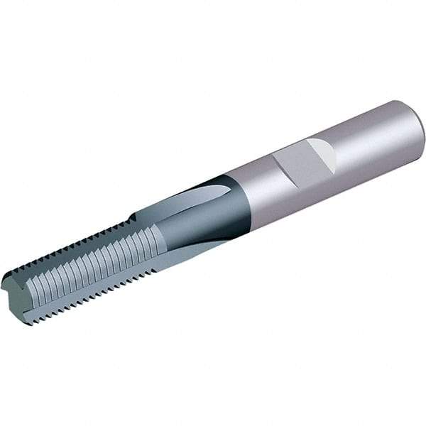 Vargus - 6-32 Thread, 0.2362" Shank Diam, TiAlN Coating, Solid Carbide Straight Flute Thread Mill - 3 Flutes, 2.2441" OAL, 6" Min Noml Diameter - Caliber Tooling