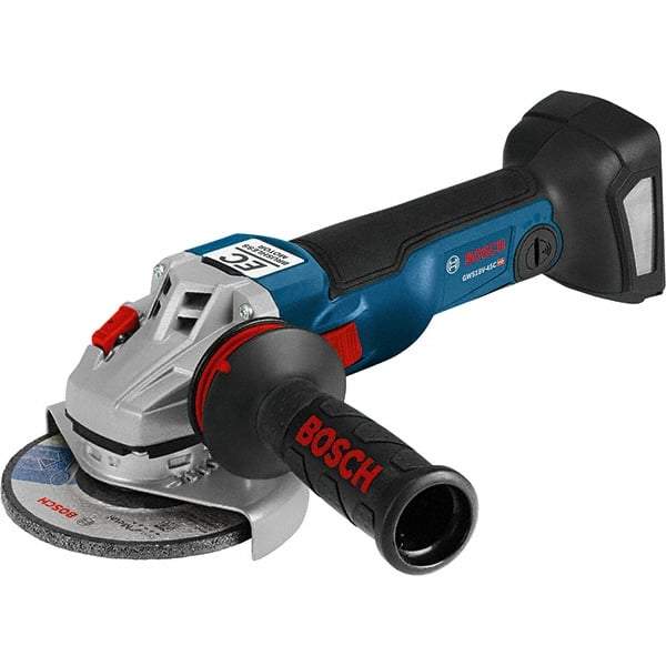 Bosch - 4-1/2" Wheel Diam, 9,000 RPM, Cordless Angle & Disc Grinder - 5/8-11 Spindle, 18 Volts, 6.3 Amps - Caliber Tooling