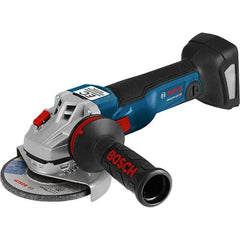 Bosch - 4-1/2" Wheel Diam, 9,000 RPM, Cordless Angle & Disc Grinder - 5/8-11 Spindle, 18 Volts, 6.3 Amps - Caliber Tooling