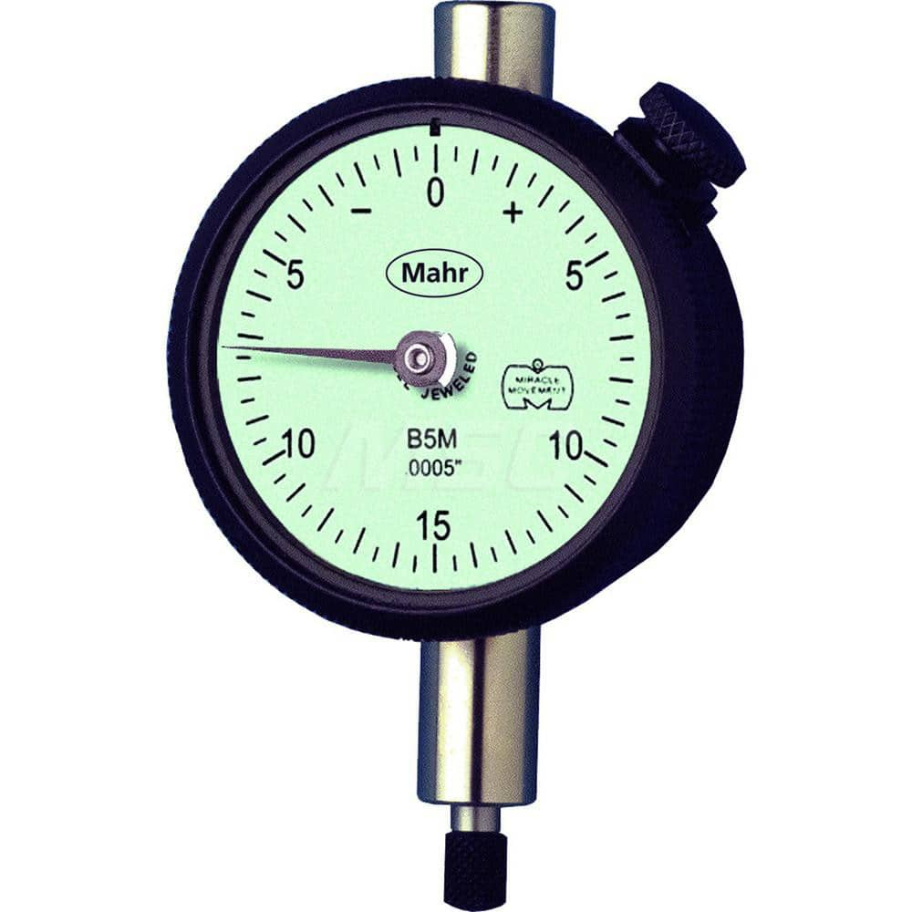 Mahr - Dial Drop Indicators; Maximum Measurement (Inch): 0.025 ; Maximum Measurement (mm): 0.60 ; Dial Graduation (mm): 0.0006 ; Dial Graduation (Decimal Inch): 0.000250 ; Dial Reading: 0-10 ; Dial Diameter (mm): 43.81 - Exact Industrial Supply