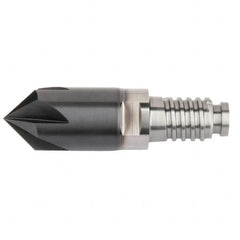 Kennametal - 12mm Diam, 3mm LOC, 5mm Chamfer Width, 5 Flute 60° Corner Chamfer - Solid Carbide, AlTiN Finish, Duo-Lock 12 Connection, Spiral Flute, 0° Helix - Caliber Tooling