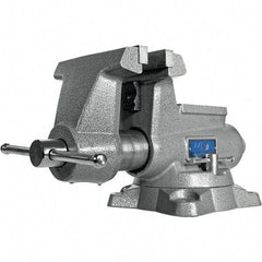 Wilton - 6-1/2" Jaw Width, 6-1/2" Opening Capacity, 4-3/8" Throat Depth, Iron Swivel Bench Vise - Double Lockdown Base Attachment, Anvil, 19-19/64" Long x 11" Wide x 9-13/32" High - Caliber Tooling