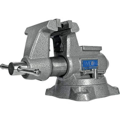 Wilton - 4-1/2" Jaw Width, 4" Opening Capacity, 3-1/2" Throat Depth, Iron Swivel Bench Vise - Double Lockdown Base Attachment, Anvil, 15-13/32" Long x 9-13/32" Wide x 8" High - Caliber Tooling