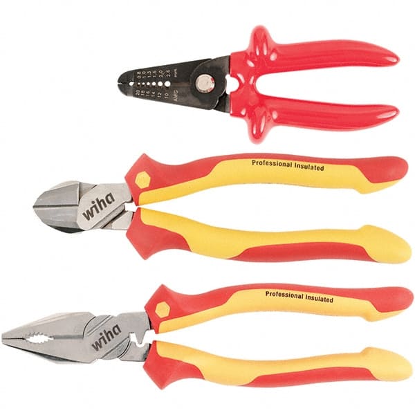 Wiha - Plier Sets Set Type: Cutting Pliers; Insulated Pliers; Wire Stripper Number of Pieces: 3 - Caliber Tooling