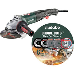 Metabo - 6" Wheel Diam, 9,600 RPM, Corded Angle & Disc Grinder - 5/8-11 Spindle, 120 Volts, 13.2 Amps - Caliber Tooling