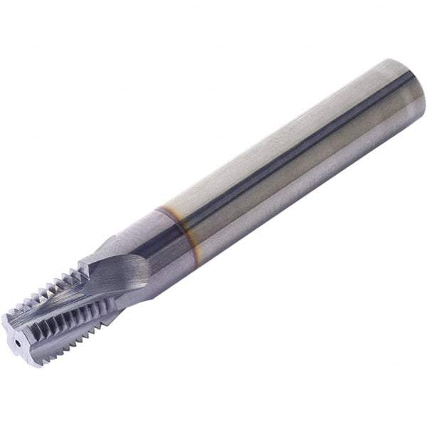 Vargus - 1/4-18 NPTF, 9.9mm Cutting Diam, 3 Flute, Solid Carbide Helical Flute Thread Mill - Internal/External Thread, 14.82mm LOC, 73mm OAL, 10mm Shank Diam - Exact Industrial Supply