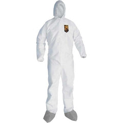 KleenGuard - Size 3XL Microporous Film Laminate General Purpose Coveralls - White, Zipper Closure, Elastic Cuffs, with Boots, Serged Seams - Caliber Tooling