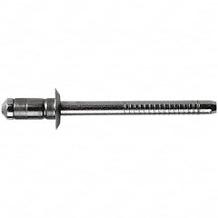 STANLEY Engineered Fastening - Size 6 Dome Head Stainless Steel Open End Blind Rivet - Steel Mandrel, 0.0591" to 0.1378" Grip, 3/16" Head Diam, 0.1929" to 0.2008" Hole Diam, 3.2" Body Diam - Caliber Tooling