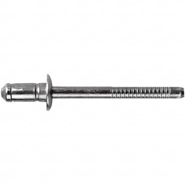 STANLEY Engineered Fastening - Size 6 Dome Head Steel Open End Blind Rivet - Steel Mandrel, 0.1378" to 0.2362" Grip, 3/16" Head Diam, 0.1929" to 0.2008" Hole Diam, 3.2" Body Diam - Caliber Tooling