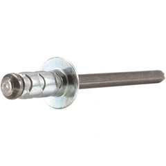 STANLEY Engineered Fastening - Size 6 Large Flange Head Aluminum Multi Grip Blind Rivet - Steel Mandrel, 0.437" to 3/4" Grip, 3/16" Head Diam, 0.192" to 0.205" Hole Diam, 0.116" Body Diam - Caliber Tooling