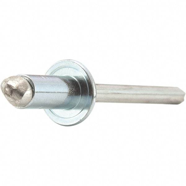 STANLEY Engineered Fastening - Size 4 Dome Head Steel Open End Blind Rivet - Steel Mandrel, 0.251" to 0.312" Grip, 1/8" Head Diam, 0.129" to 0.133" Hole Diam, 0.078" Body Diam - Caliber Tooling