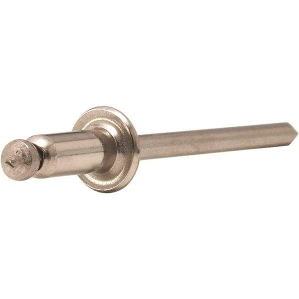 STANLEY Engineered Fastening - Size 5 Dome Head Stainless Steel Open End Blind Rivet - Stainless Steel Mandrel, 0.251" to 3/8" Grip, 5/32" Head Diam, 0.16" to 0.164" Hole Diam, 0.097" Body Diam - Caliber Tooling