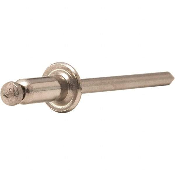 STANLEY Engineered Fastening - Size 5 Dome Head Stainless Steel Open End Blind Rivet - Steel Mandrel, 0.188" to 1/4" Grip, 5/32" Head Diam, 0.16" to 0.164" Hole Diam, 0.097" Body Diam - Caliber Tooling