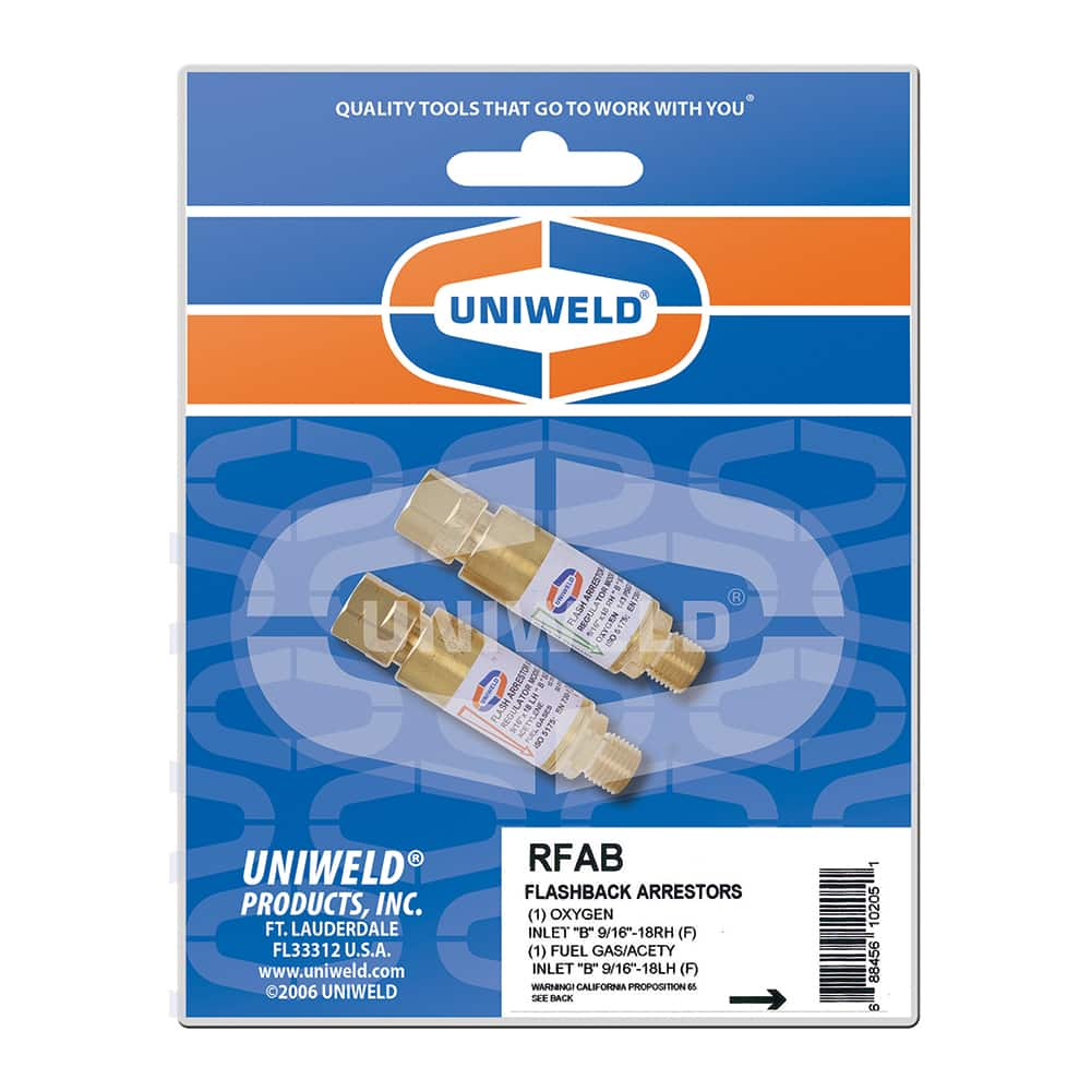 Made in USA - Flashback Arresters; Type: Filtered ; For Use With: B 9/16"-18 connection ; PSC Code: 3433 - Exact Industrial Supply