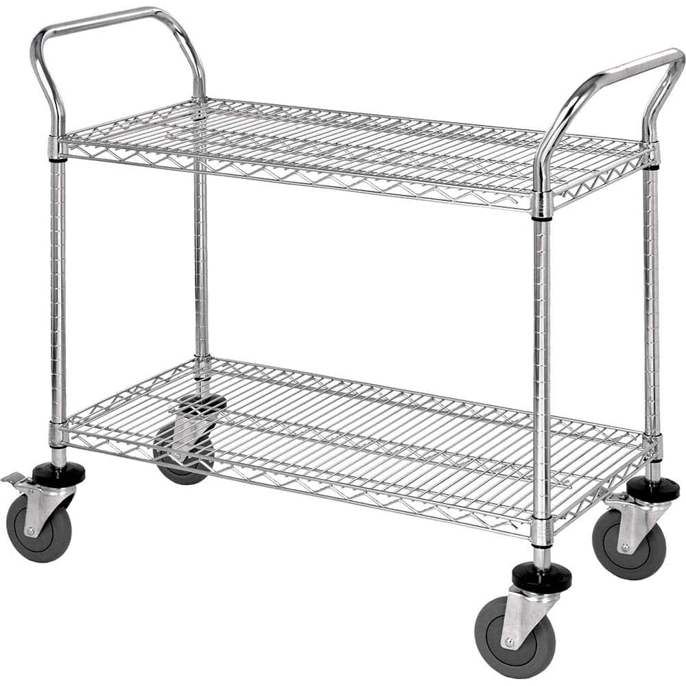 Utility Cart: Stainless Steel, Silver Swivel