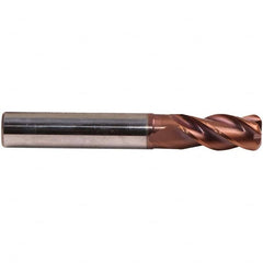 Emuge - 20mm Diam, 38mm LOC, 4 Flute Solid Carbide Roughing & Finishing End Mill - TiAlN Finish, 104mm OAL, 20mm Shank Diam, Cylindrical Shank, 38° Helix, Centercutting, Long Length - Caliber Tooling