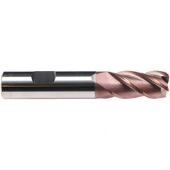 Emuge - 16mm Diam, 32mm LOC, 4 Flute Solid Carbide Roughing & Finishing End Mill - TiAlN Finish, 92mm OAL, 16mm Shank Diam, Weldon Shank, 38° Helix, Long Length - Caliber Tooling