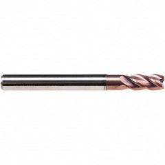 Emuge - 16mm Diam, 32mm LOC, 4 Flute Solid Carbide Roughing & Finishing End Mill - TiAlN Finish, 92mm OAL, 16mm Shank Diam, Cylindrical Shank, 38° Helix, Long Length - Caliber Tooling