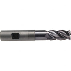 Emuge - 16mm Diam, 32mm LOC, 4 Flute Solid Carbide Roughing & Finishing End Mill - TiAlN Finish, 108mm OAL, 16mm Shank Diam, Weldon Shank, 40° Helix, Extra Long Length - Caliber Tooling