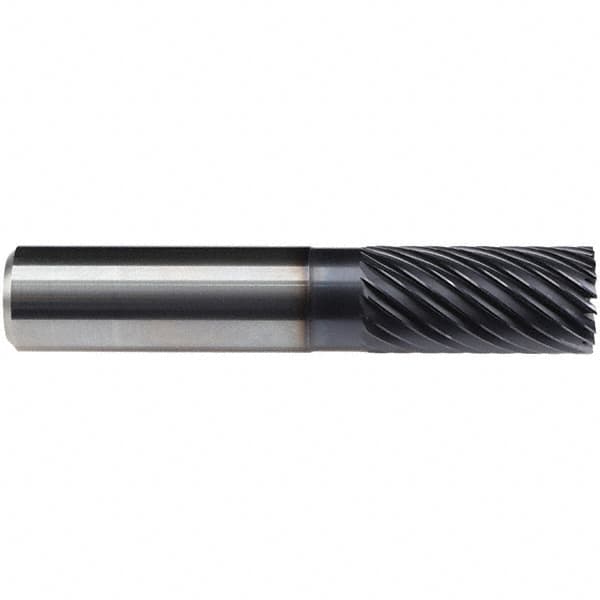 Emuge - 16mm Diam, 32mm LOC, 16 Flute Solid Carbide Roughing & Finishing End Mill - TiAlN Finish, 92mm OAL, 16mm Shank Diam, Cylindrical Shank, 40° Helix, Long Length - Caliber Tooling