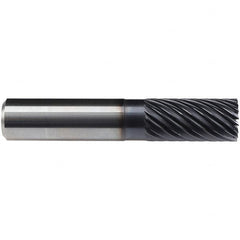 Emuge - 16mm Diam, 32mm LOC, 16 Flute Solid Carbide Roughing & Finishing End Mill - TiAlN Finish, 92mm OAL, 16mm Shank Diam, Cylindrical Shank, 40° Helix, Long Length - Caliber Tooling