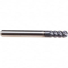 Emuge - 16mm Diam, 19mm LOC, 4 Flute Solid Carbide Roughing & Finishing End Mill - TiAlN Finish, 63mm OAL, 8mm Shank Diam, Cylindrical Shank, 50° Helix, Long Length - Caliber Tooling