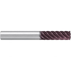 Emuge - 16mm Diam, 48mm LOC, 6 Flute Solid Carbide Roughing & Finishing End Mill - TiAlN Finish, 108mm OAL, 16mm Shank Diam, Cylindrical Shank, 38° Helix, Extra Long Length - Caliber Tooling