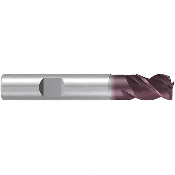 Emuge - 20mm Diam, 20mm LOC, 3 Flute Solid Carbide Roughing & Finishing End Mill - TiAlN Finish, 92mm OAL, 20mm Shank Diam, Weldon Shank, 38° Helix, Centercutting, Stub Length - Caliber Tooling