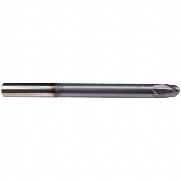 Emuge - 1/2" Diam, 3/8" LOC, 2 Flute Solid Carbide Roughing & Finishing End Mill - TiAlN Finish, 6" OAL, 1/2" Shank Diam, Cylindrical Shank, 30° Helix, Extra Long Length - Caliber Tooling