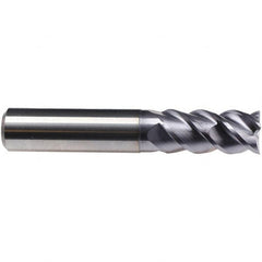 Emuge - 3/4" Diam, 1-1/2" LOC, 4 Flute Solid Carbide Roughing & Finishing End Mill - TiAlN Finish, 4" OAL, 3/4" Shank Diam, Cylindrical Shank, 50° Helix, Centercutting, Long Length - Caliber Tooling