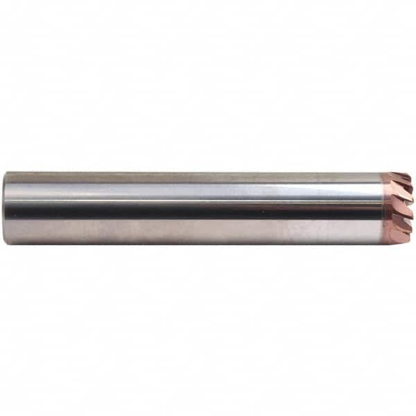 Emuge - 8° Taper Angle per Side, 15mm Small End Diam, 3.5mm LOC, Solid Carbide 9 Flute Tapered Corner Radius End Mill - TiAlN Finish, 108mm OAL, 16mm Shank Diam, Spiral Flute, 20° Helix - Caliber Tooling