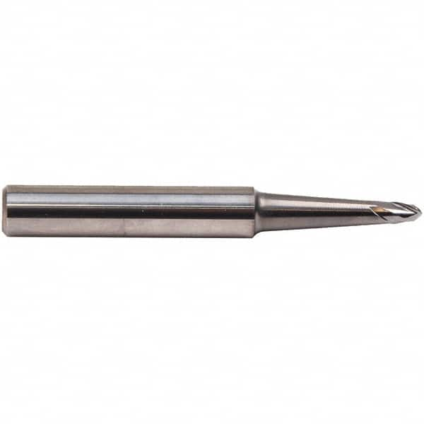 Emuge - 3° Taper Angle per Side, 4mm LOC, Solid Carbide 2 Flute Tapered Ball End Mill - AlCr Finish, 63mm OAL, 8mm Shank Diam, Spiral Flute, 30° Helix - Caliber Tooling