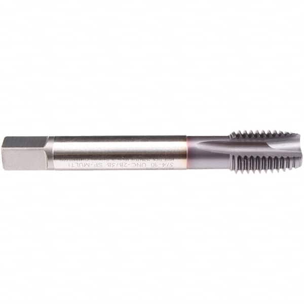 Emuge - 7/8-14 UNF 4 Flute 2B/3B Plug Spiral Flute Tap - High Speed Steel, TiCN Finish, 5.512" OAL, Right Hand Flute, Right Hand Thread, Series CU499300 - Exact Industrial Supply