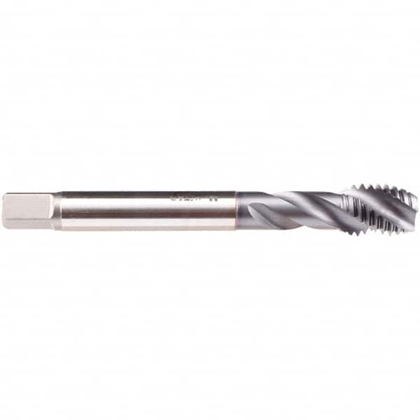 Emuge - M18x2.50 M 3 Flute 6H Modified Bottoming Spiral Flute Tap - High Speed Steel, TiCN Finish, 125mm OAL, Right Hand Flute, Right Hand Thread, Series C4939300 - Exact Industrial Supply