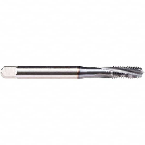 Emuge - 3/8-16 UNC 3 Flute BT Modified Bottoming Spiral Flute Tap - High Speed Steel, TiCN Finish, 3.937" OAL, Right Hand Flute, Right Hand Thread, Series BU459600 - Caliber Tooling