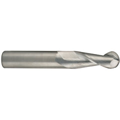 ‎1″ Dia. × 1″ Shank × 2″ DOC × 4-1/2″ OAL, Carbide TiB2, Spiral , 2 Flute, 35° Helix, Ballnose End Mill - Exact Industrial Supply