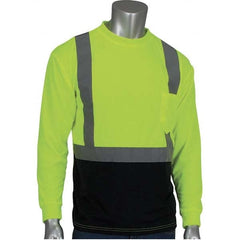 PIP - Size 3XL Black & Hi-Vis Yellow High Visibility Long Sleeve T-Shirt - Caliber Tooling