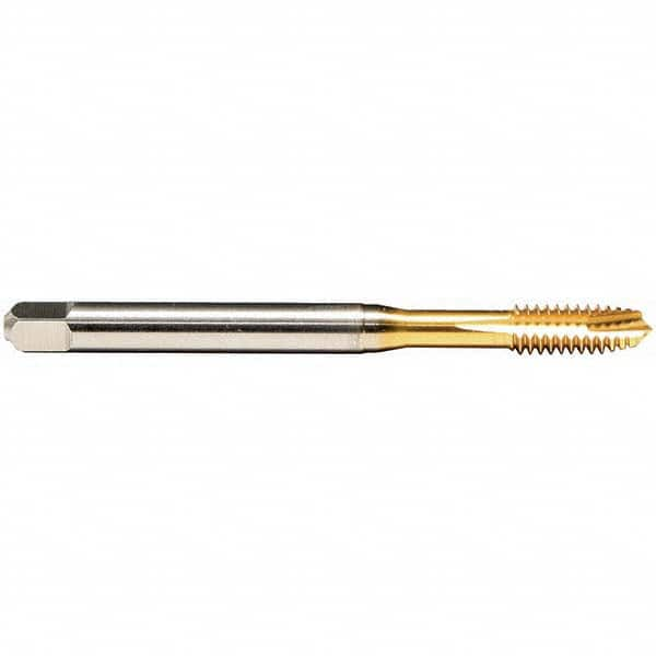 Emuge - M10x1.50 Metric 6H 3 Flute TiN Finish HSS-E Spiral Point Tap - Exact Industrial Supply