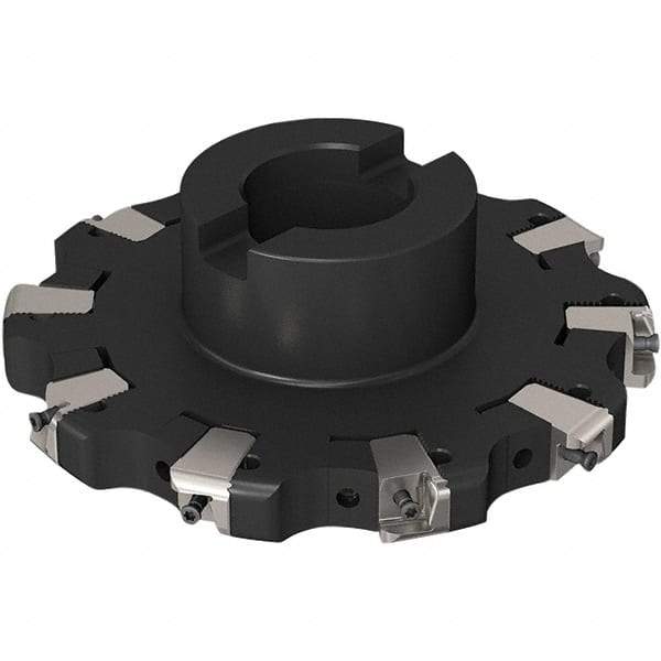 Seco - Shell Mount Connection, 0.669" Cutting Width, 43.82mm Depth of Cut, 160mm Cutter Diam, 40mm Hole Diam, 5 Tooth Indexable Slotting Cutter - R335.25 Toolholder, XNHQ 1407 Insert, Right Hand Cutting Direction - Caliber Tooling