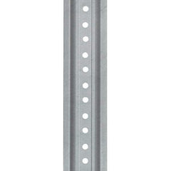 Nucor - 8' High, Galvanized Traffic Sign Post - Steel, 3/8" Hole Diam, Silver - Caliber Tooling