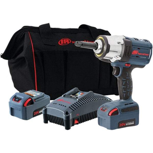 Ingersoll-Rand - 1/2" Drive 20 Volt Pistol Grip Cordless Impact Wrench & Ratchet - 0 to 1,900 RPM, 0 to 2,450 BPM, 1,500 Ft/Lb Torque, 2 Lithium-Ion Batteries - Caliber Tooling