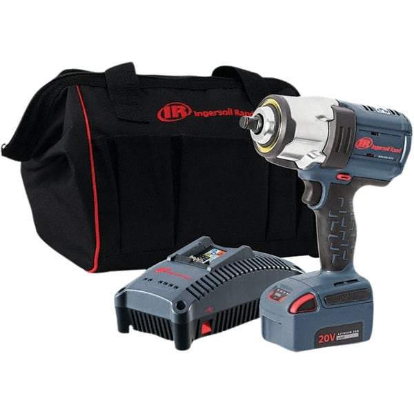 Ingersoll-Rand - 1/2" Drive 20 Volt Pistol Grip Cordless Impact Wrench & Ratchet - 0 to 1,900 RPM, 0 to 2,450 BPM, 1,500 Ft/Lb Torque, 1 Lithium-Ion Battery - Caliber Tooling