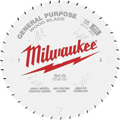 Milwaukee Tool - 10" Diam, 5/8" Arbor Hole Diam, 40 Tooth Wet & Dry Cut Saw Blade - Tungsten Carbide-Tipped, General Purpose Action, Standard Round Arbor - Caliber Tooling