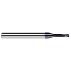 Corner Radius End Mill: 3/16″ Dia, 0.15″ LOC, 1/64″ Radius, 2 Flutes, Solid Carbide 2-1/2″ OAL, 1/4″ Shank Dia, 20 ° Helix, AlTiN Coated, Corner Radius End