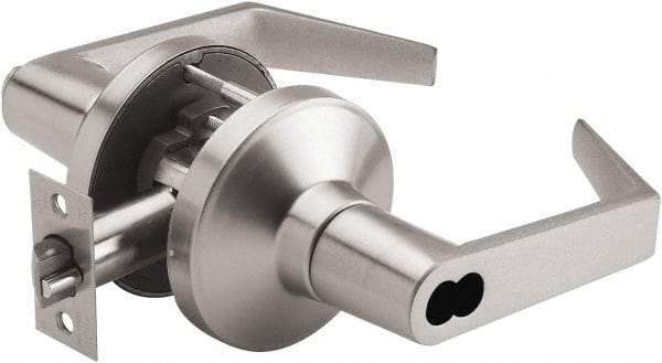 PDQ - Heavy Duty Entrance Lever Lockset - 2-3/4" Back Set, Small Format I/C Less Cylinder, Zinc, Antimicrobial Coated, Satin Chrome Plated Finish - Caliber Tooling