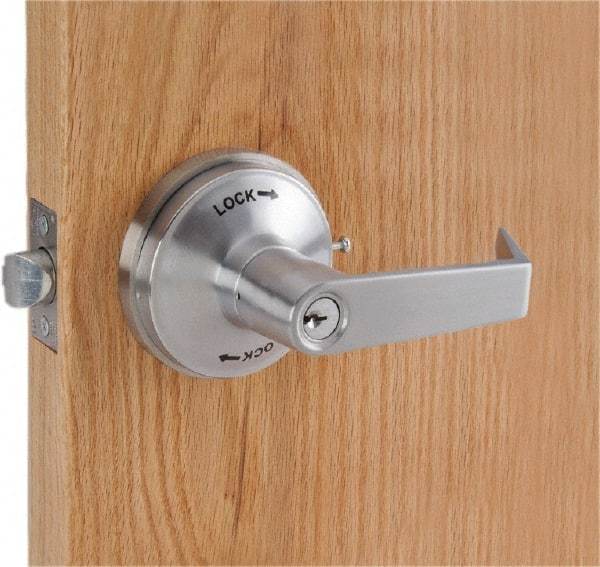 PDQ - Heavy Duty Classroom Intruder Lever Lockset - 2-3/4" Back Set, Small Format I/C Less Cylinder, Zinc, Antimicrobial Coated, Satin Chrome Plated Finish - Caliber Tooling